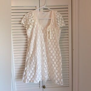 Cory Lynn Carter Anthropologie Ivory Lacy Shift Flutter Sleeve Dress Sz 6